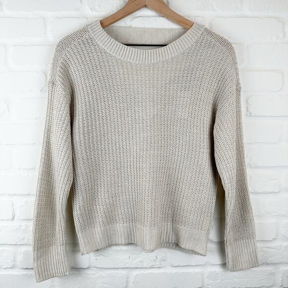 Express Open V Back Cable Knit Long Sleeve Open Sweater Beige Size XS - Picture 1 of 6